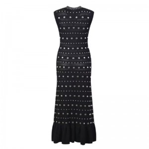 Nyári dollár gallér ujjatlan váll fodros, fém kötött ruhák